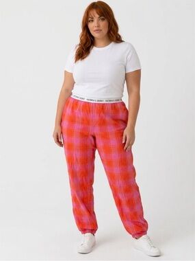 Victoria's Secret Pink & Orange Plaid Lounge Pants